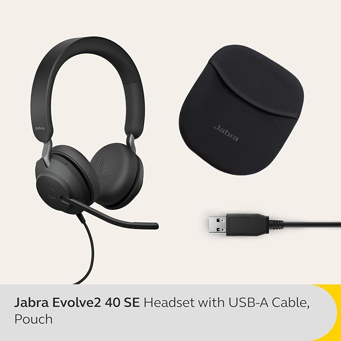 Jabra Evolve2 40 Stereo Wired On-Ear Headset